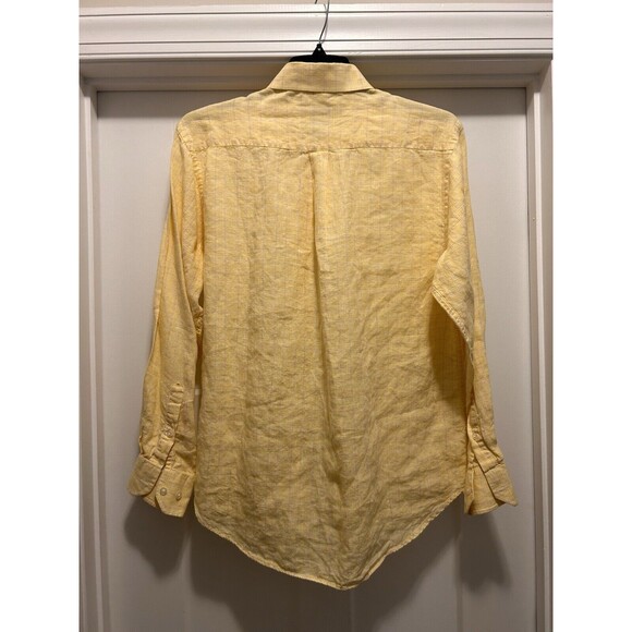 T Harris London Linen Yellow Plaid Button Down Casual Shirt Men’s Size Large - Picture 3 of 3